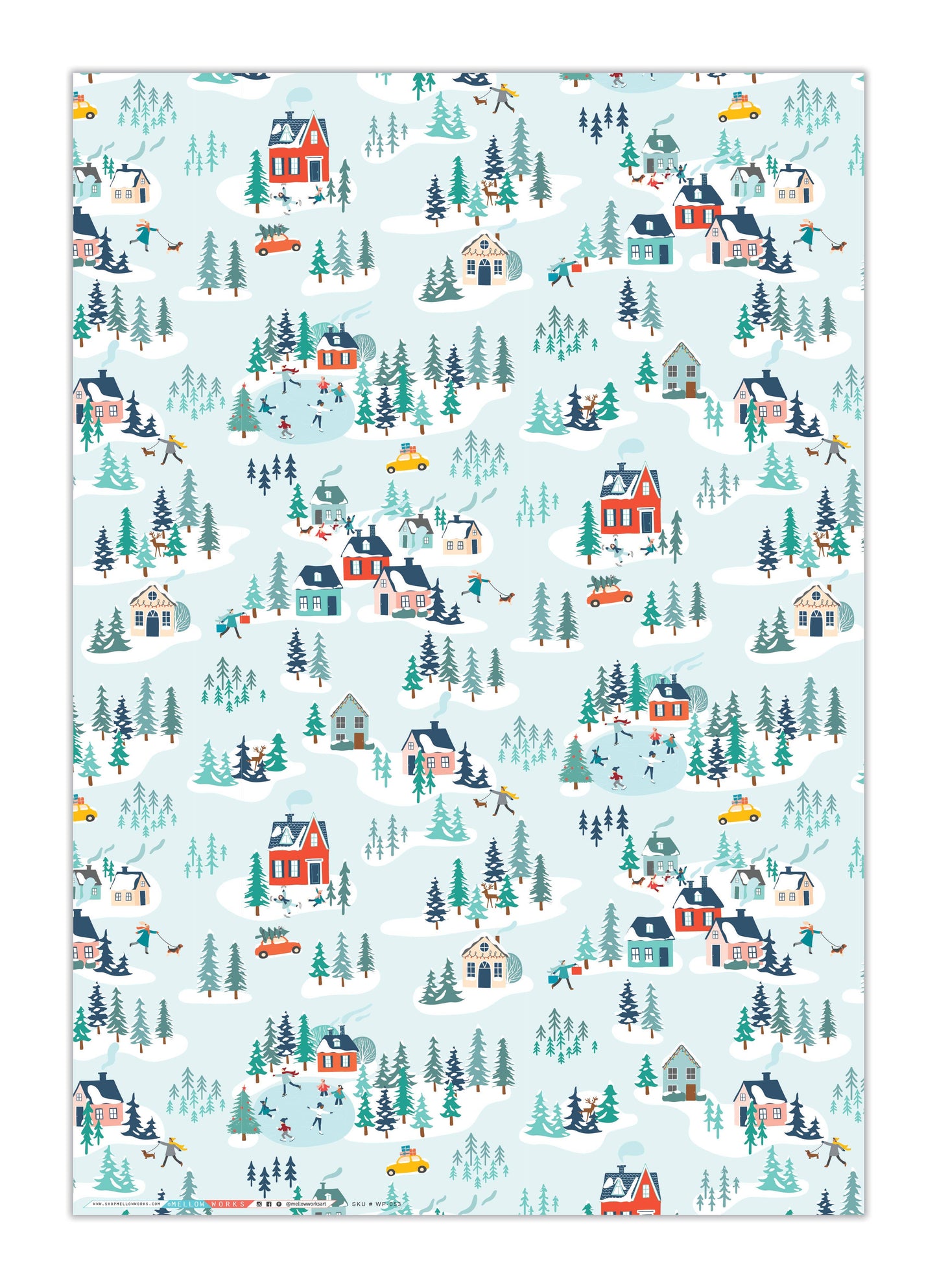 Winter Village Gift Wrap (Roll of 3 Sheets)
