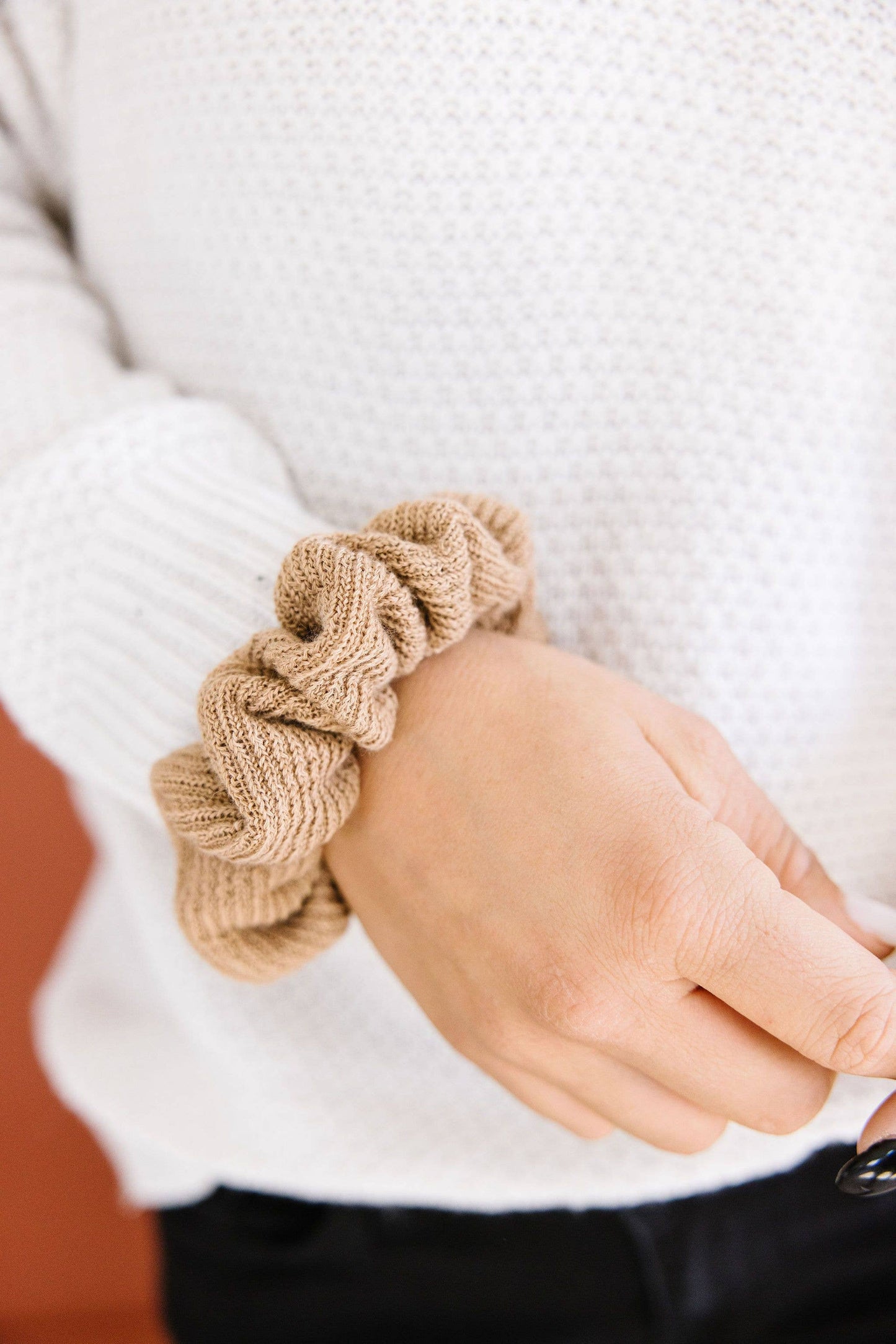 Light Brown Sweater Scrunchie