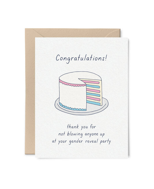 Gender Reveal Cake Baby Congratulations Card