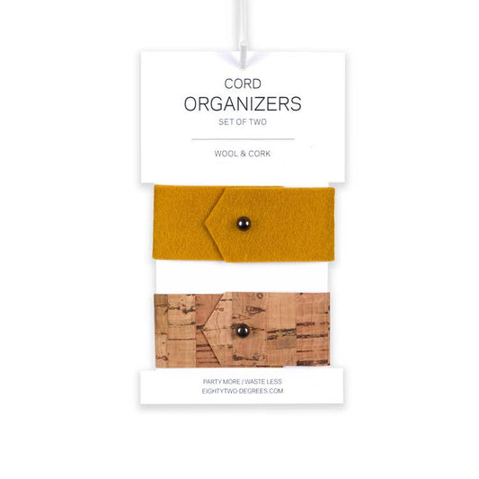 Cord Orginizer- Merino Wool Felt & Cork | Mustard Yellow