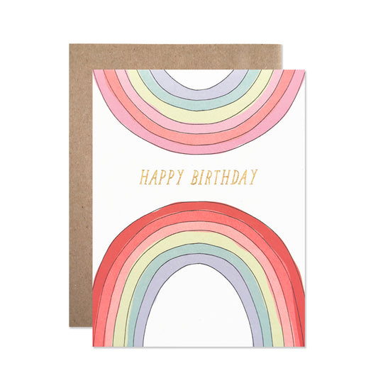 Happy Birthday Rainbow with Gold Glitter Foil Card